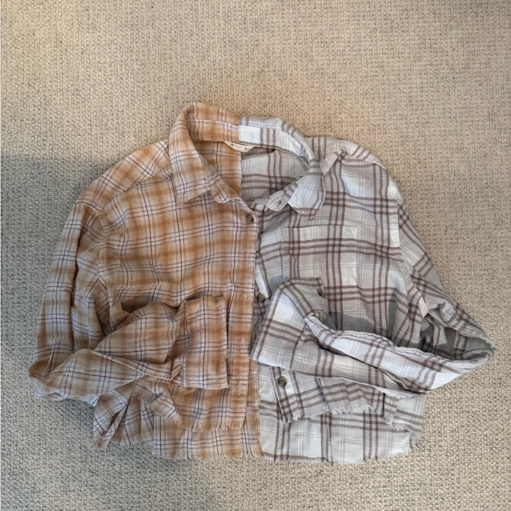 Aeropostale Plaid Shirt - Tan and Gray
